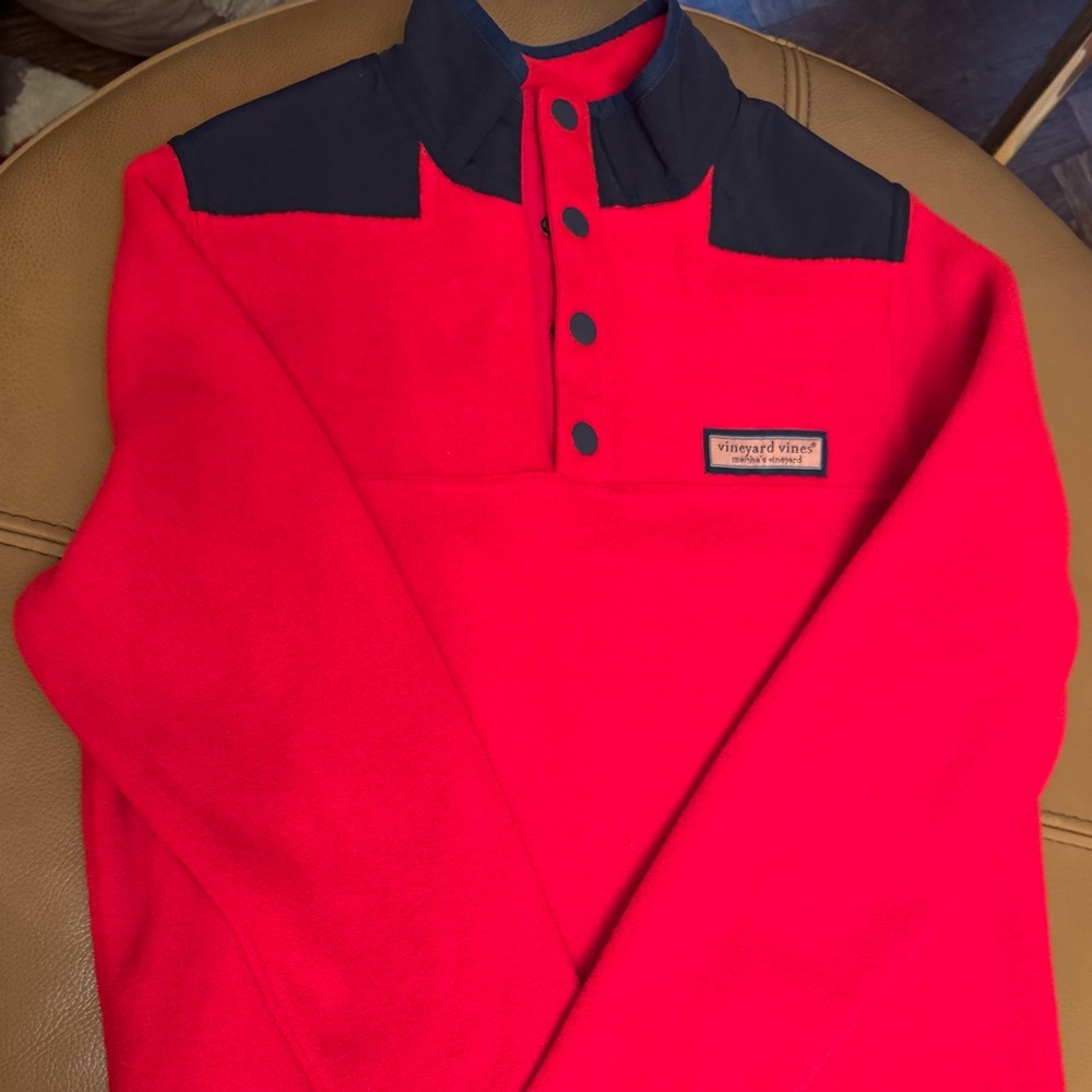 NWOT Vineyard Vines Red Fleece Pullover Kids Size L (16-18)